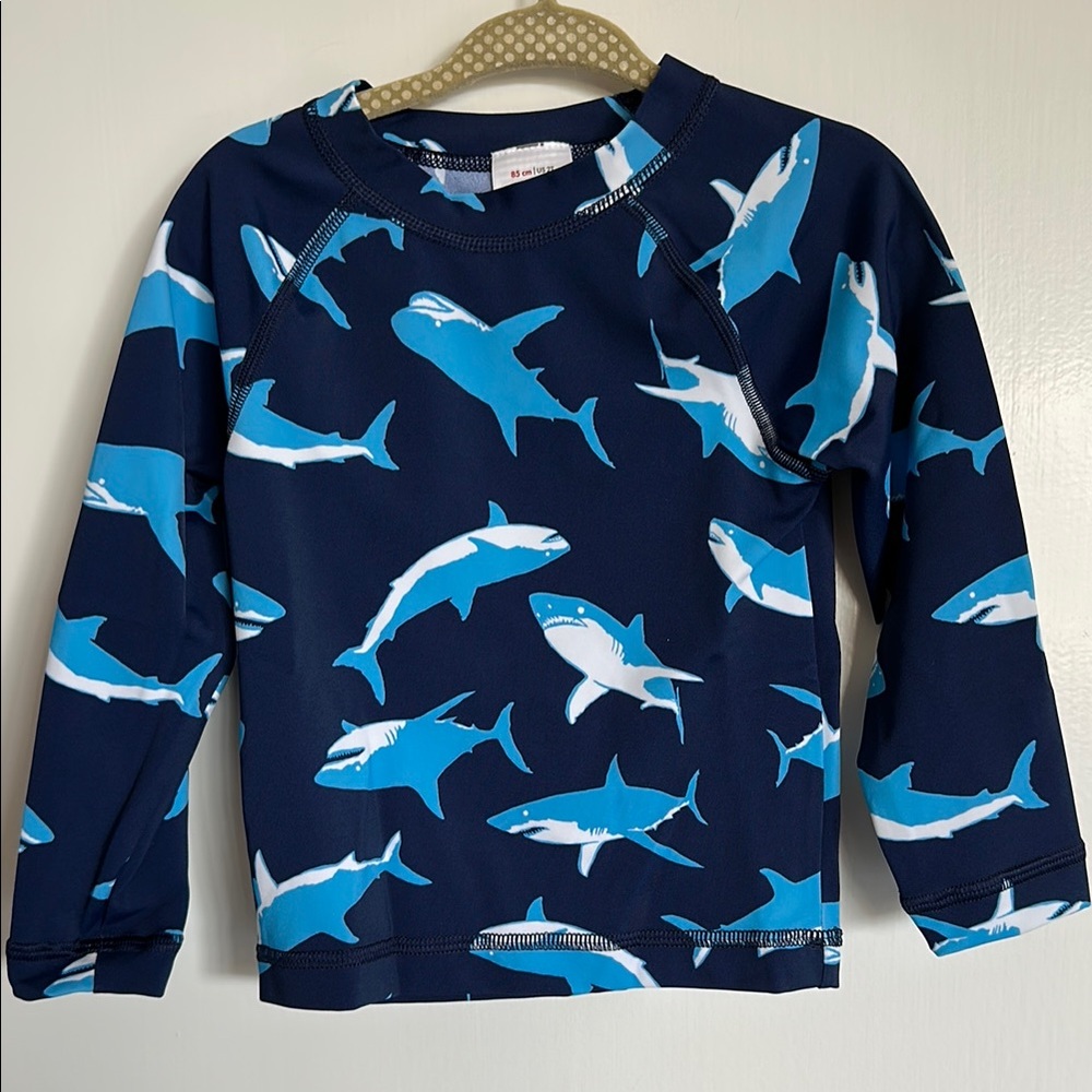 Hanna Andersson Blue and White Shark Rashguard